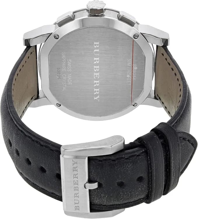 Montre Burberry BU9356 Chronomètre Cadran Noir Bracelet Cuir Unisexe vue 3