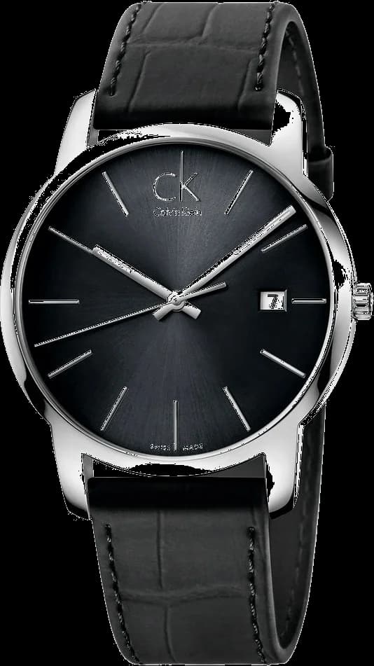 Montre Homme Calvin Klein City K2G2G1C3 - Cadran noir, bracelet cuir noir, mouvement quartz