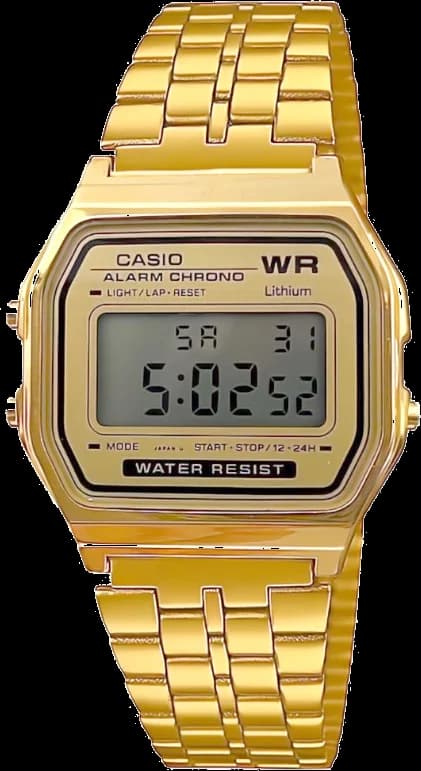 Montre Casio Vintage A158WETG-9A en acier doré, numérique, unisexe