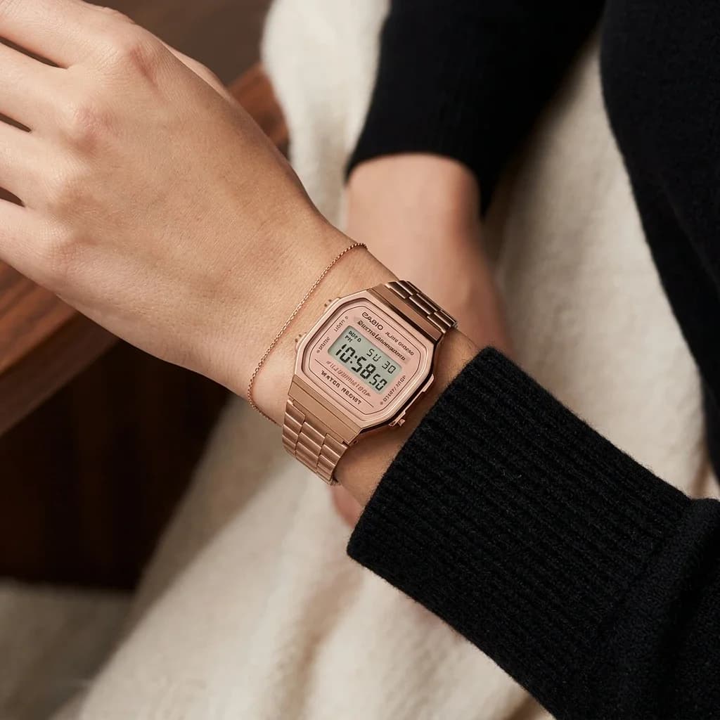 Montre Casio A168WG-5DF femme vue de profil