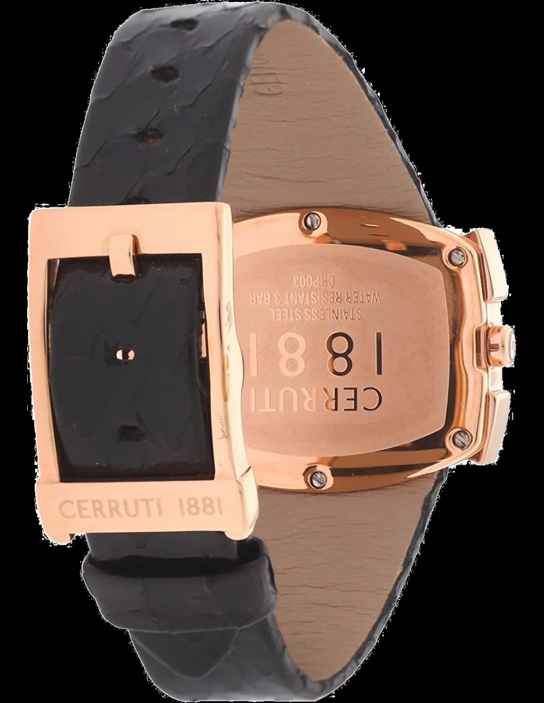Zoom sur le cadran noir du Cerruti 1881 CRP003R262A