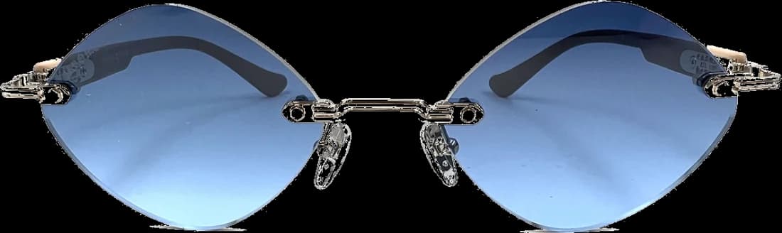 Lunettes de soleil Chrome Hearts Diamond CH8132 DG/SS - Monture beige et argent, verres bleus vue 2