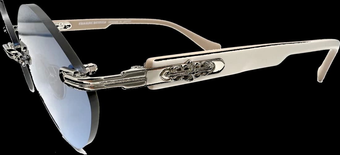 Lunettes de soleil Chrome Hearts Diamond CH8132 DG/SS - Monture beige et argent, verres bleus vue 3