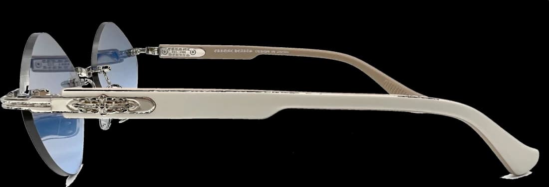 Lunettes de soleil Chrome Hearts Diamond CH8132 DG/SS - Monture beige et argent, verres bleus vue 4