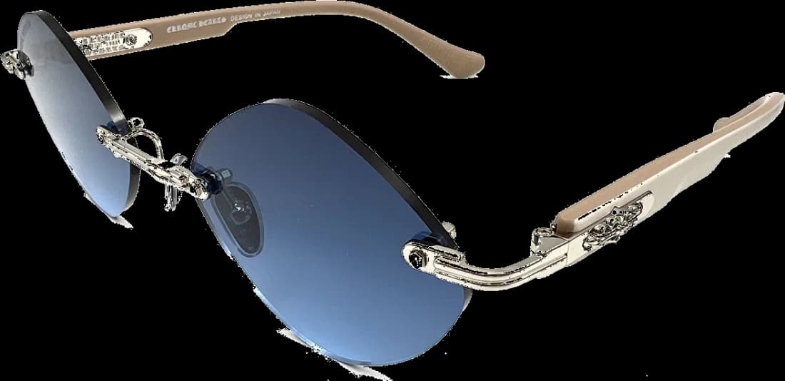 Lunettes de soleil Chrome Hearts Diamond CH8132 DG/SS - Monture beige et argent, verres bleus