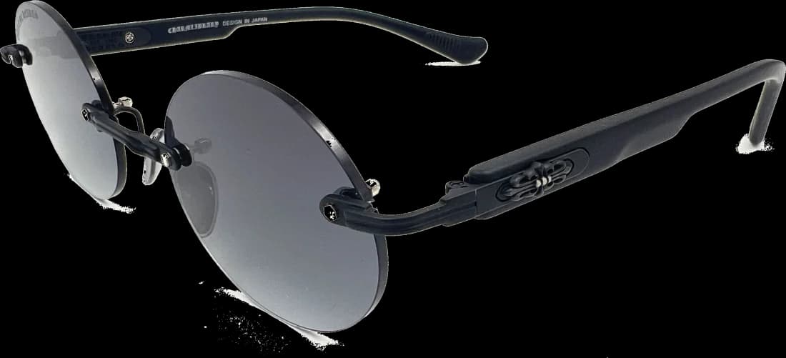 Lunettes de Soleil Chrome Hearts Deep III 108660 - Monture Ronde Noire Unisexe