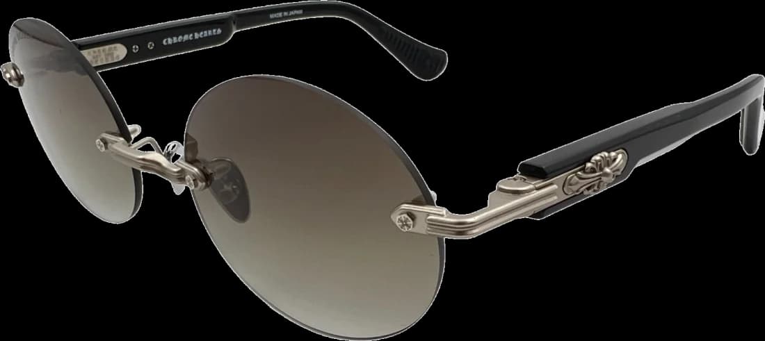 Lunettes de Soleil Chrome Hearts Deep 3 - Monture Ronde Noire Mat en Acétate - Réf. 109845 - Unisexe