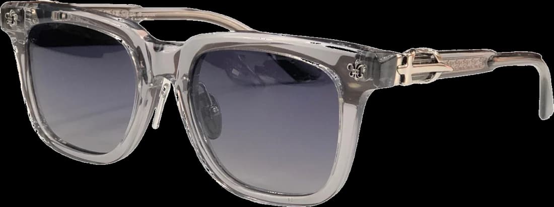 Lunettes de soleil Chrome Hearts CH8127-110042, monture acétate transparent gris rectangulaire unisexe