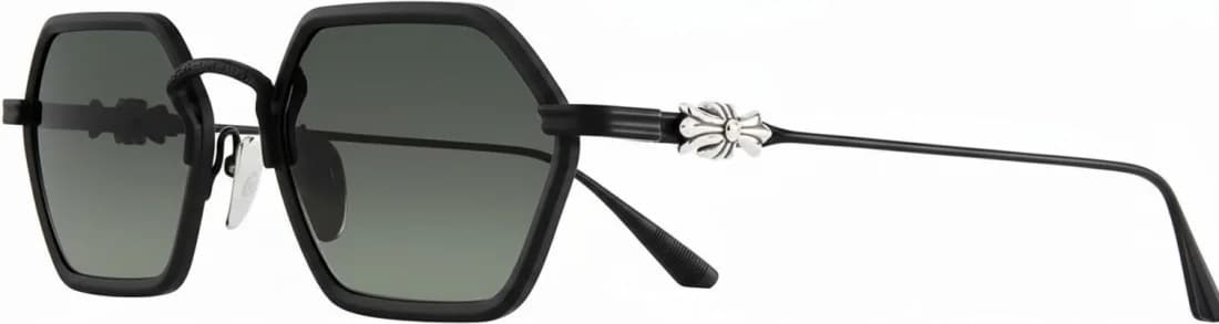 Lunettes de soleil Chrome Hearts Datass MBK-G64 - Monture hexagonale métal noir - Unisexe