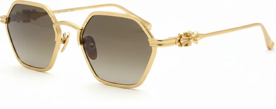 Lunettes de soleil Chrome Hearts Datass (DATASS-112148) - Monture hexagonale en métal doré - Unisexe