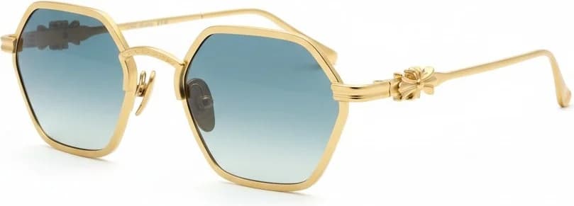 Lunettes de soleil Chrome Hearts Datass DATASS-112149, monture hexagonale dorée métal unisexe