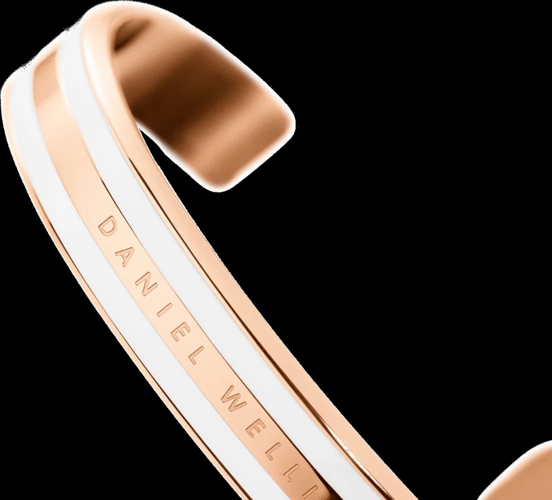 Bracelet Daniel Wellington Emalie Satin White en acier poli doré or rose DW00400005 Taille M vue 2