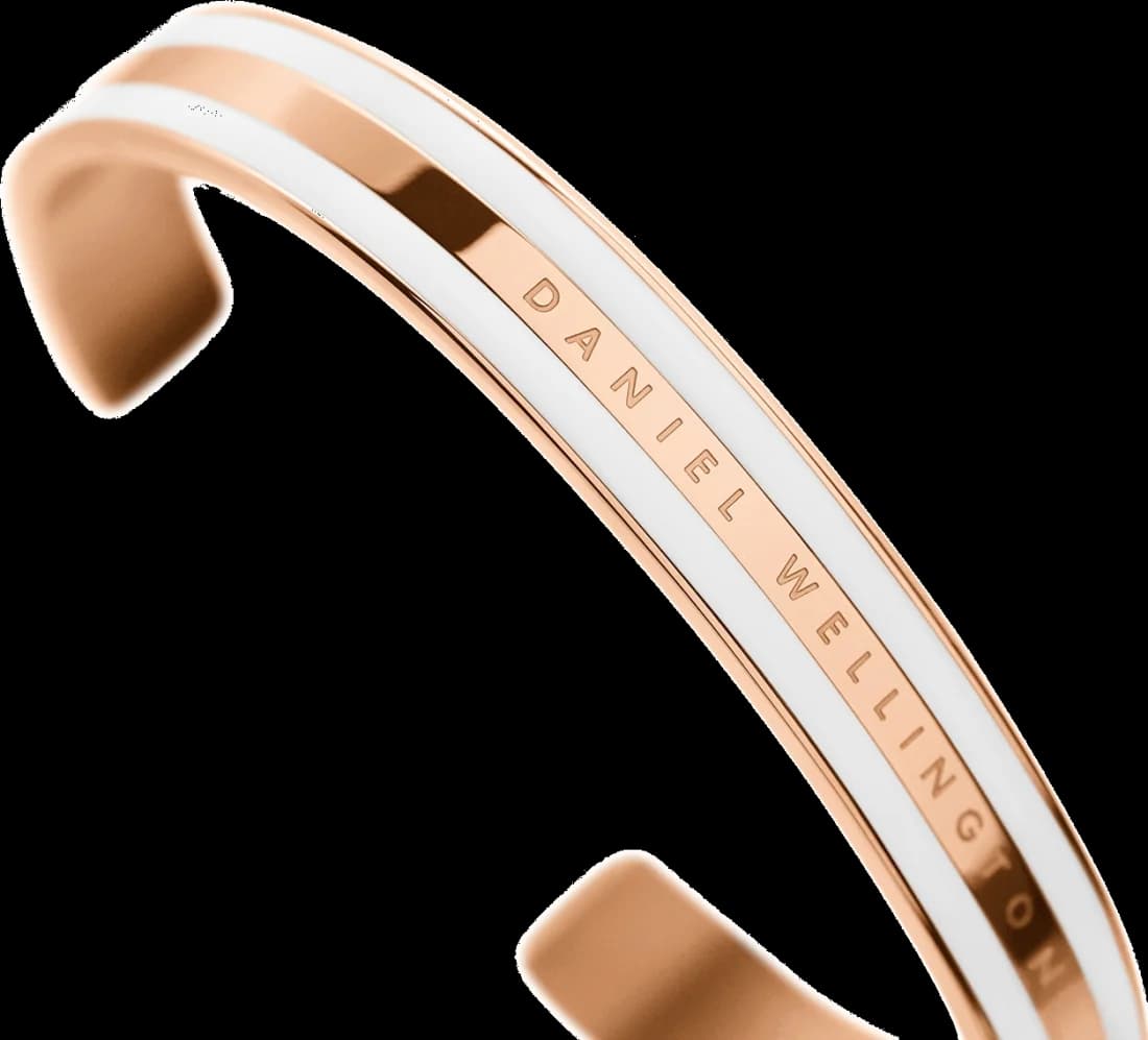 Bracelet Daniel Wellington Emalie Satin White en acier poli doré or rose DW00400005 Taille M vue 4