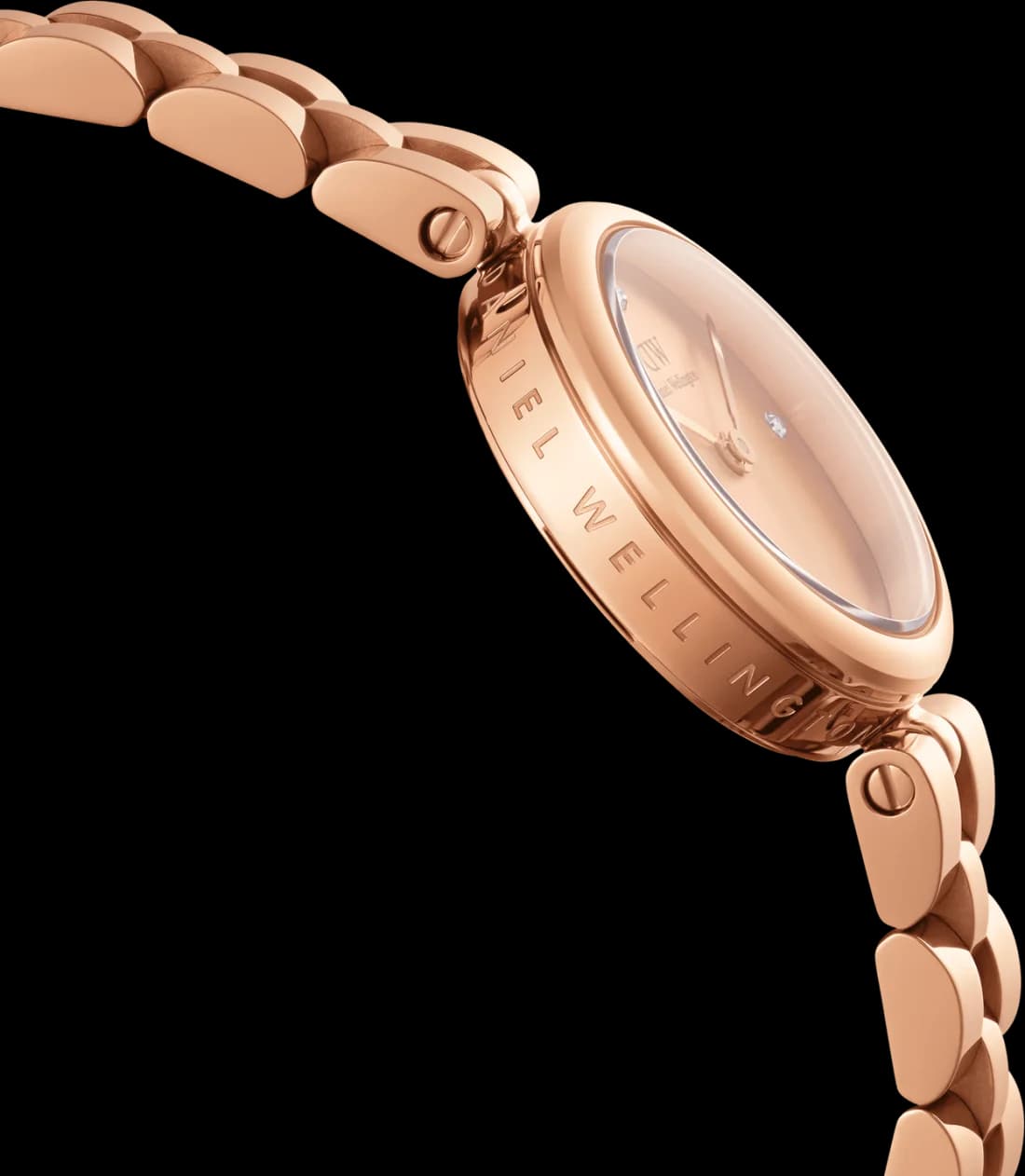 Attache bracelet Daniel Wellington DW00100720 en cuir marron clair avec boucle ardillon en acier or rose
