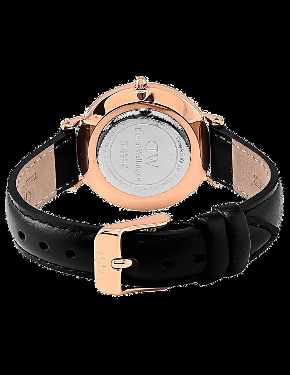 Visage cadran Daniel Wellington DW00100224 aiguilles dorées style épée index bâtons appliqués pour lisibilité épurée sans complications
