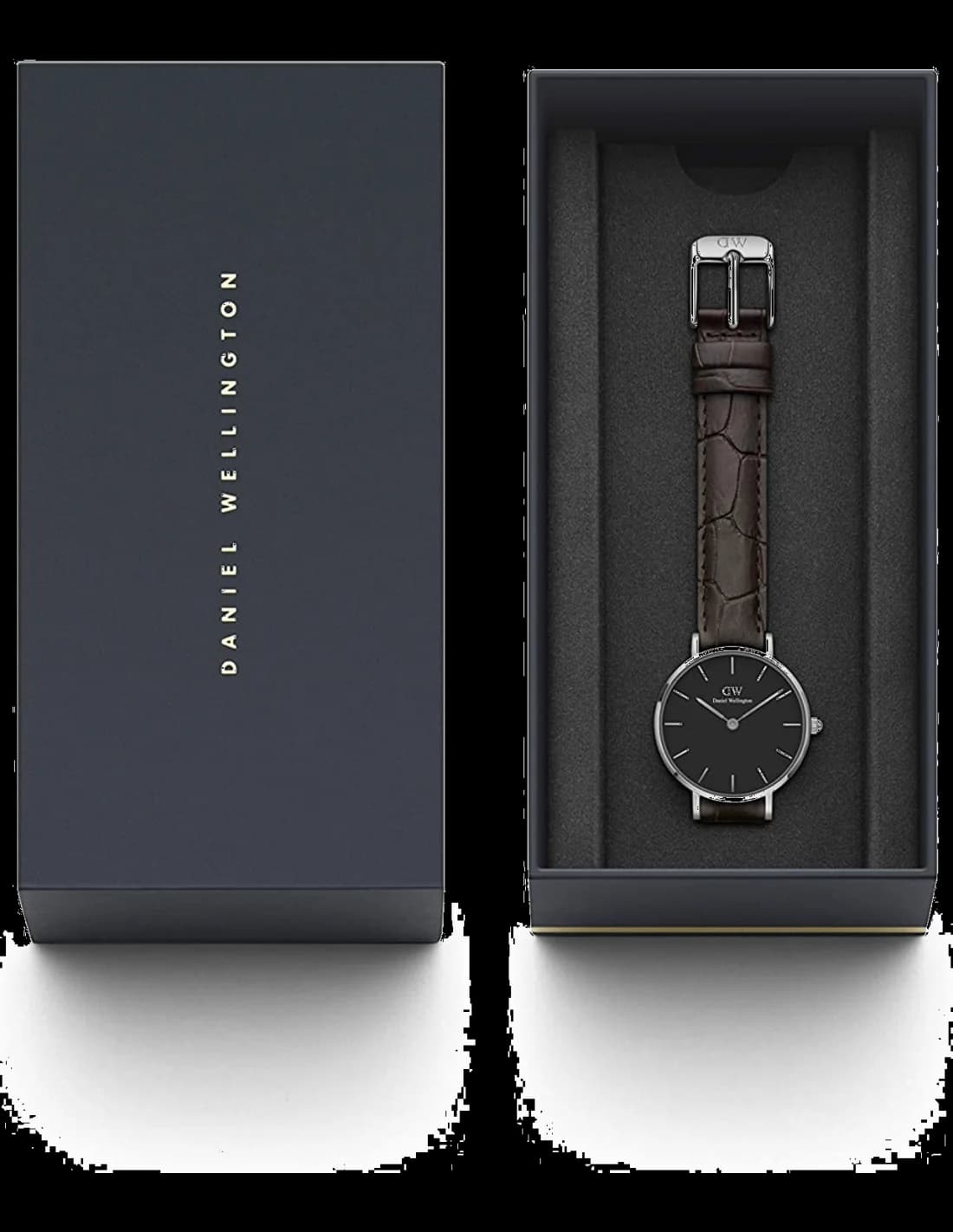 Lunette boîtier Daniel Wellington DW00100238 en acier inoxydable poli miroir 36 mm de profil avec lunette fine et fond solide