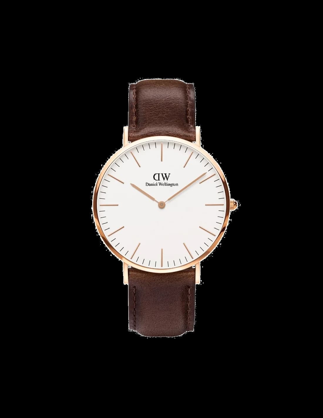 Montre Homme Daniel Wellington DW00100009 Classic Bristol 40mm, Boîtier Acier Argenté, Cadran Blanc, Bracelet Cuir Marron