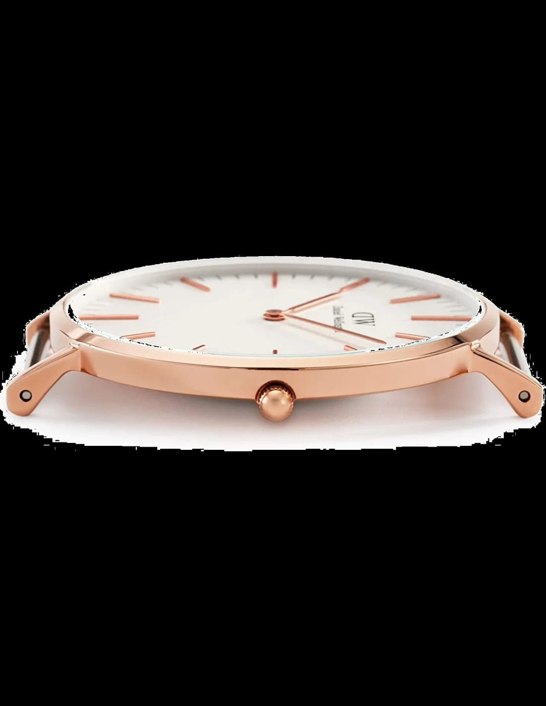 Visage cadran Daniel Wellington DW00100034 avec index bâtons argentés, aiguilles fines et signature minimaliste mat