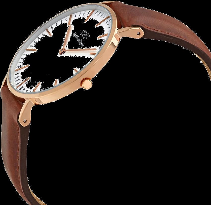 Attache bracelet Daniel Wellington DW00100035 en cuir marron avec coutures contrastées, boucle ardillon en acier inoxydable, finition vintage