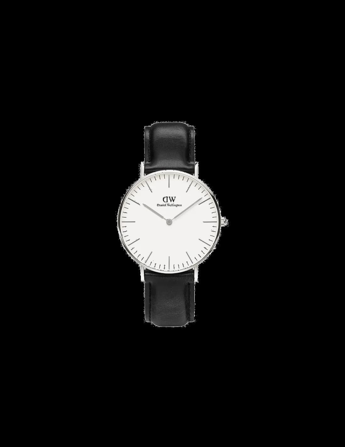 Montre Daniel Wellington Classic Sheffield DW00100053 - Cadran blanc 36mm, bracelet cuir noir - Unisexe