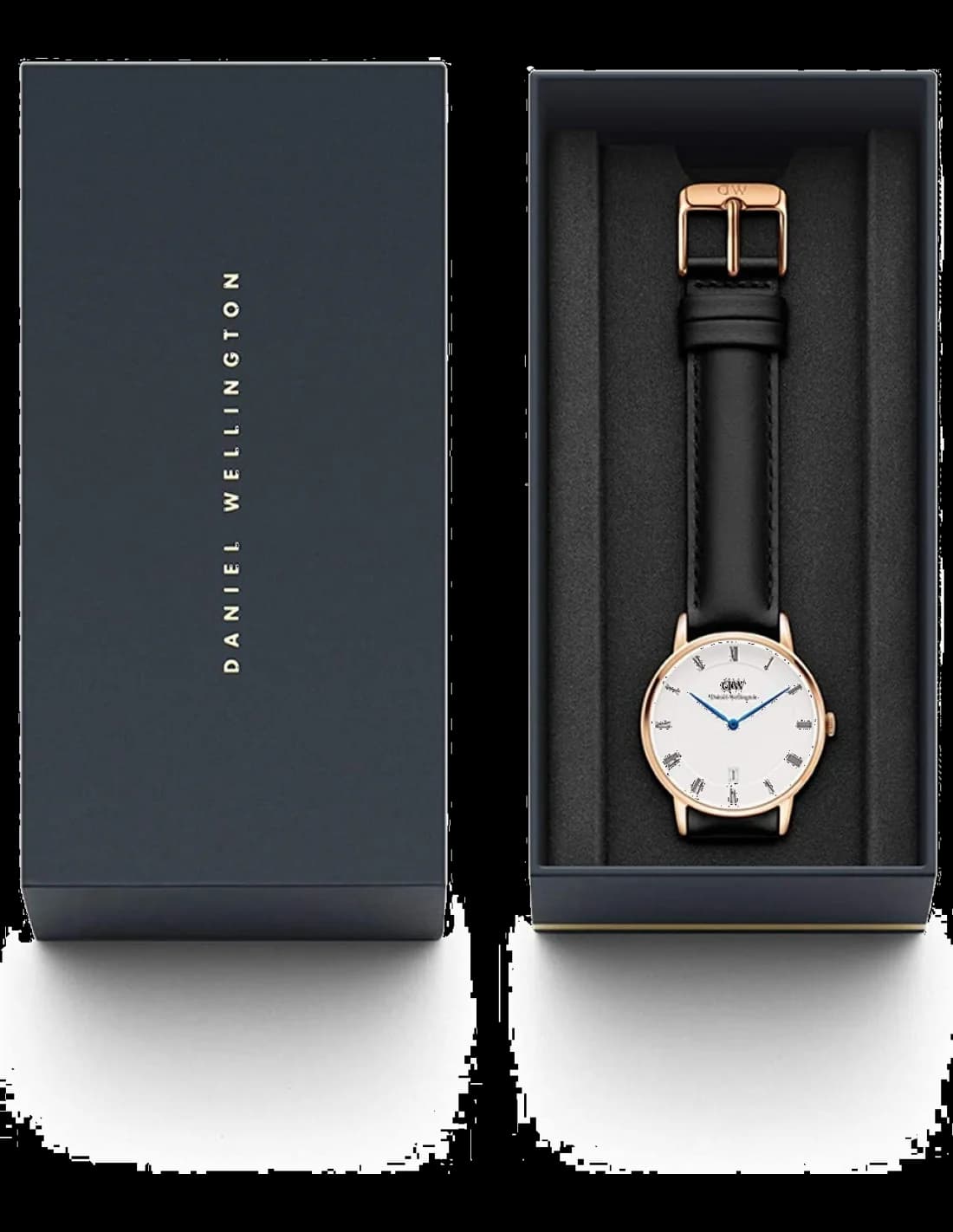 Attache bracelet Daniel Wellington DW00100092 en cuir noir grain fin avec boucle ardillon acier inoxydable