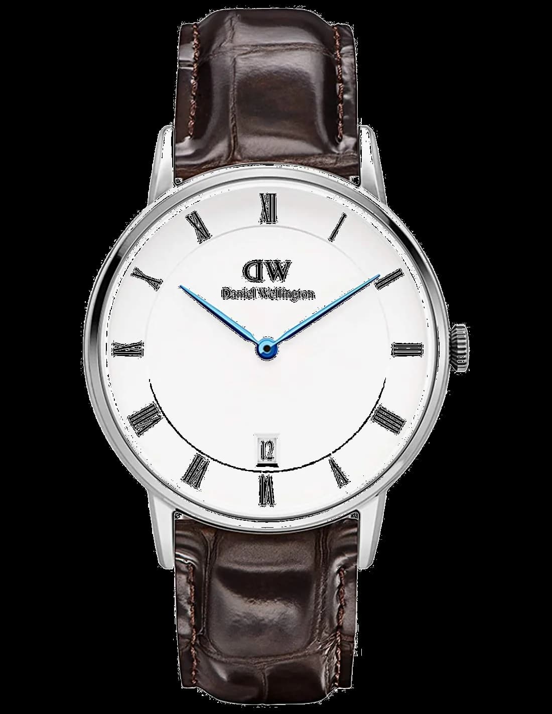 Montre Daniel Wellington DW00100097 Unisexe, Cadran Blanc, Boîtier Acier & Bracelet Cuir Marron