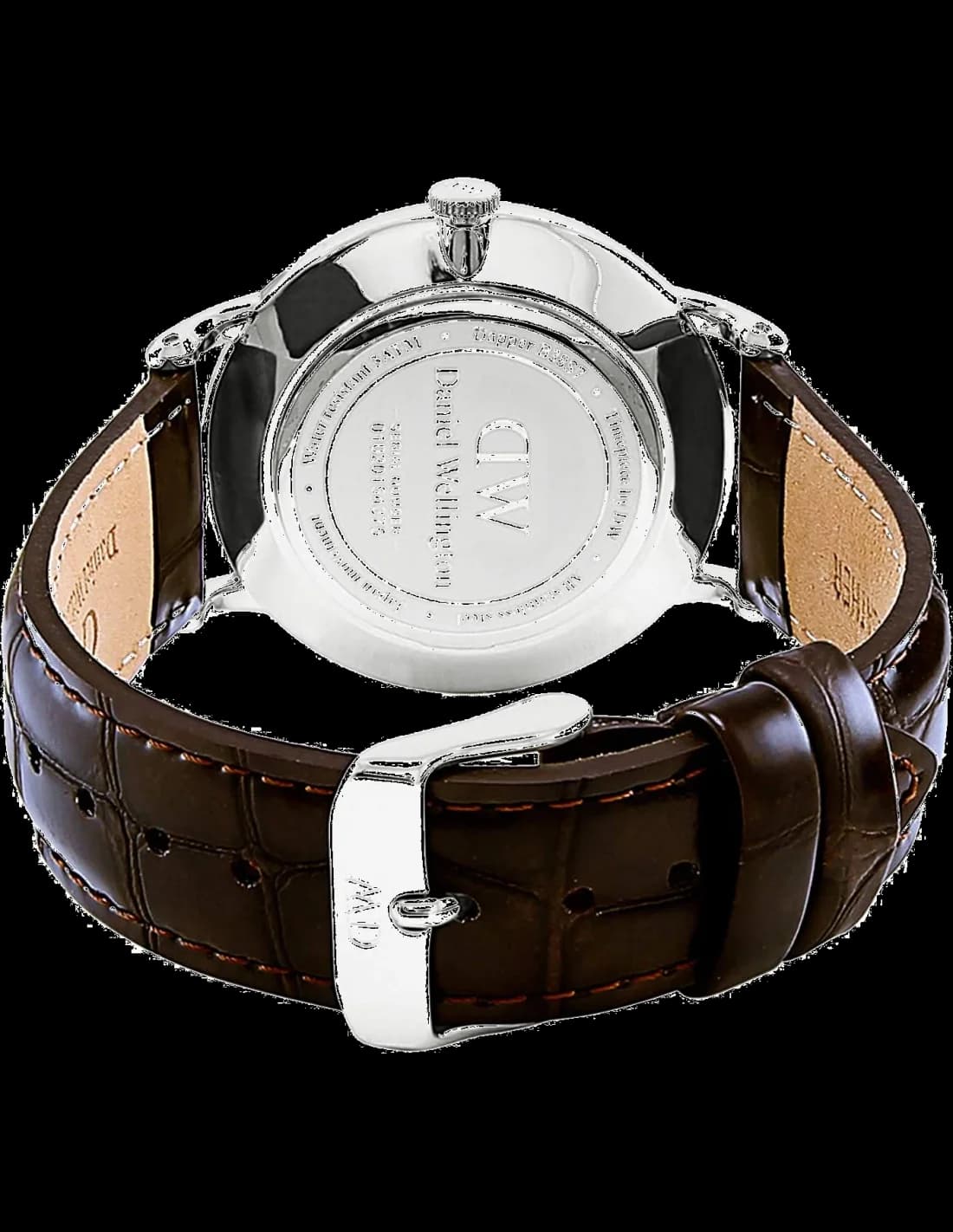 Visage cadran Daniel Wellington DW00100097 présentant index bâtons fins, motif soleil et date à 3h