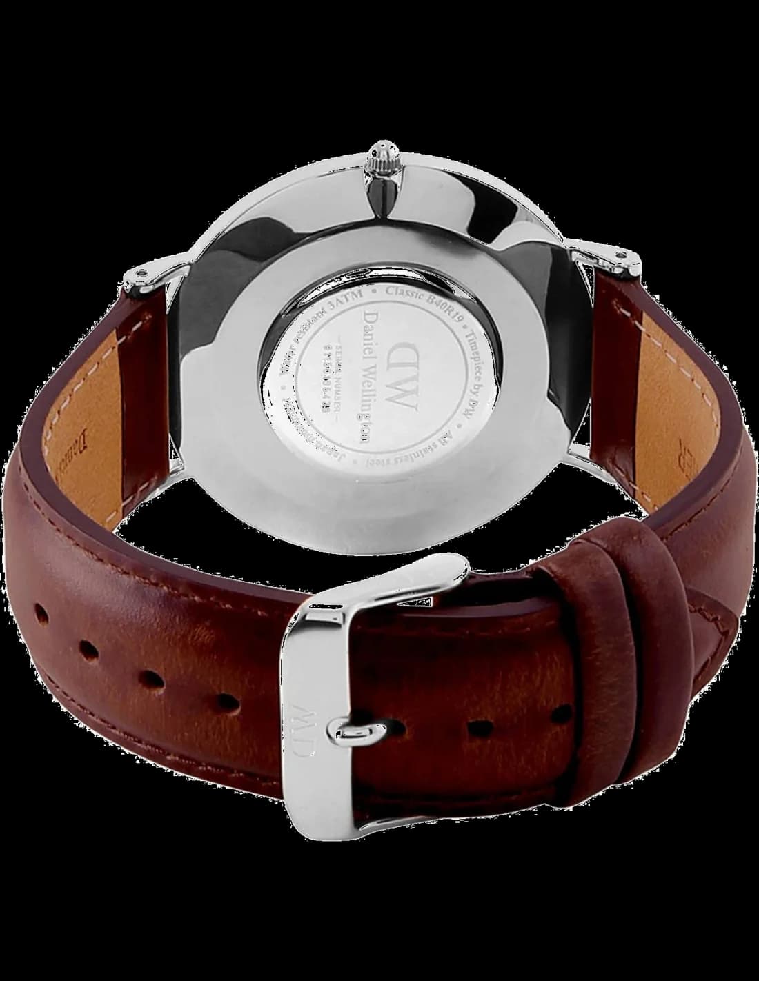 Zoom sur le cadran noir du Daniel Wellington DW00100130