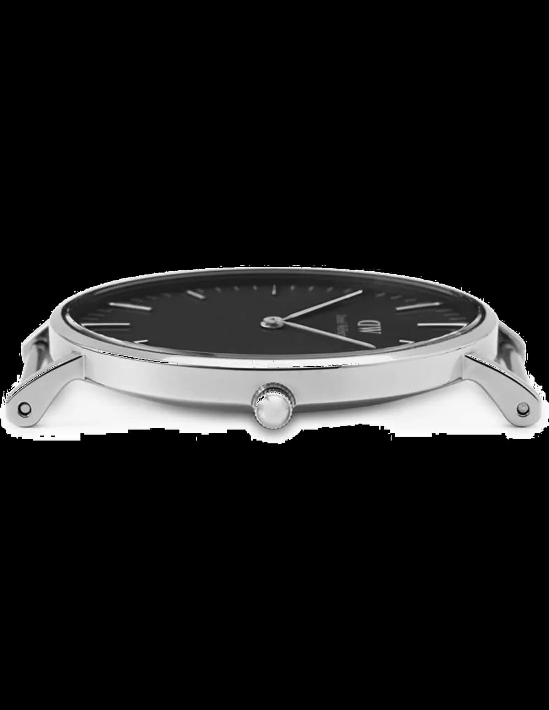 Visage cadran Daniel Wellington DW00100133 avec index linéaires fins et aiguilles argentées pour une lisibilité épurée