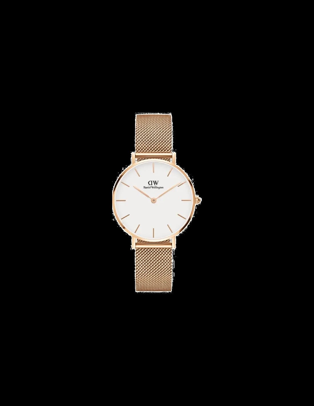 Montre Femme Daniel Wellington Petite Melrose DW00100163, Cadran Blanc, Maille Milanaise Or Rose
