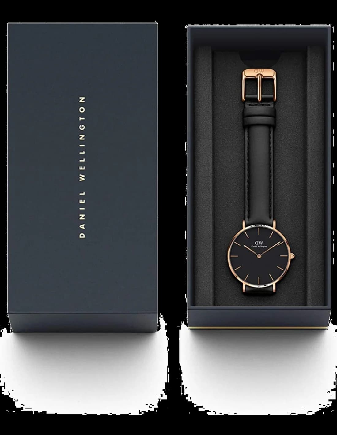 Attache bracelet Daniel Wellington DW00100168 en cuir noir grainé avec boucle ardillon classique en acier inoxydable