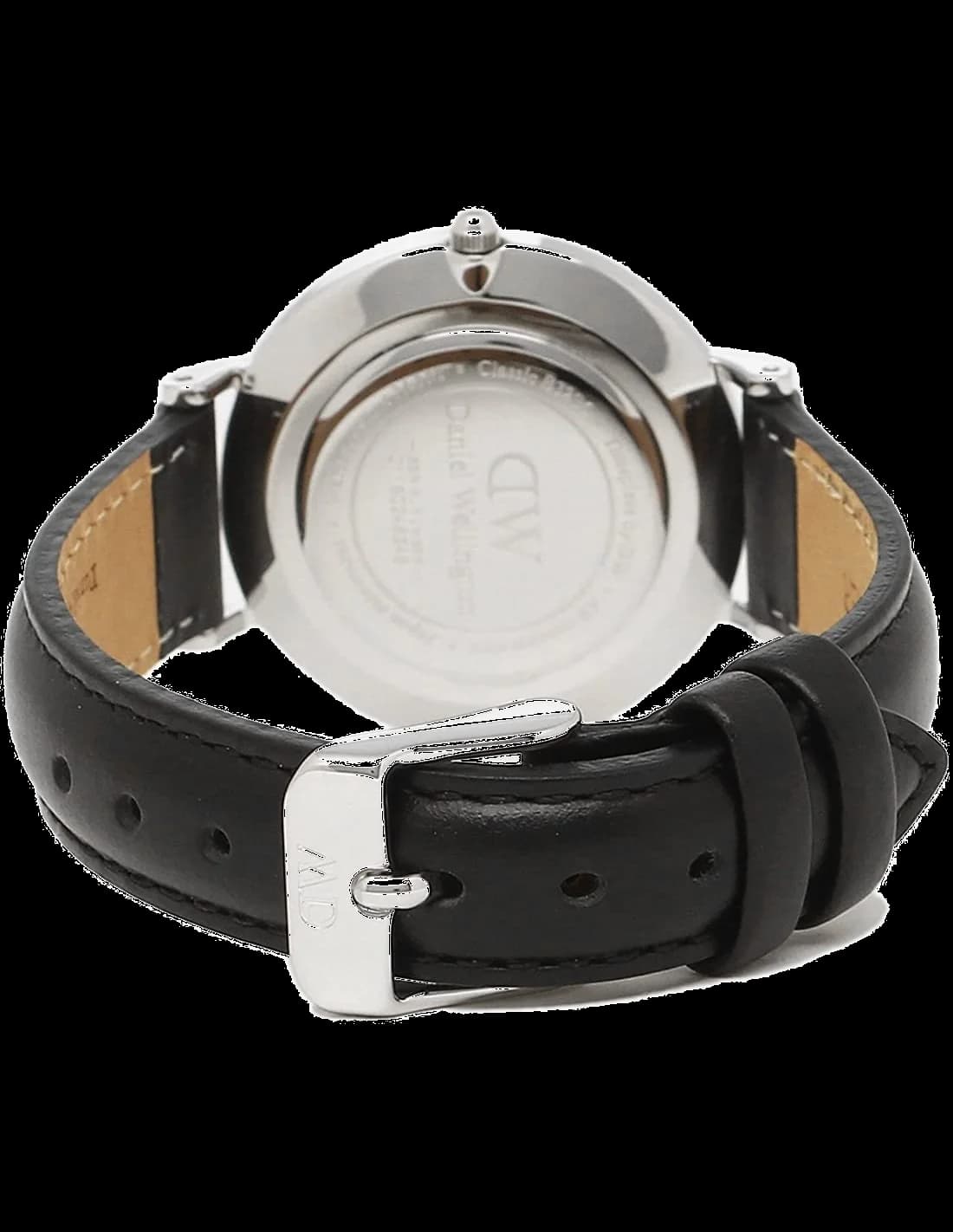 Visage cadran Daniel Wellington DW00100180 avec index bâtons argentés et date à 3h laqué