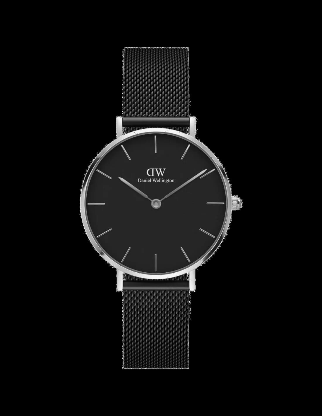 Montre Femme Daniel Wellington DW00100202 Cadran Noir Maille Milanaise Noire 32mm