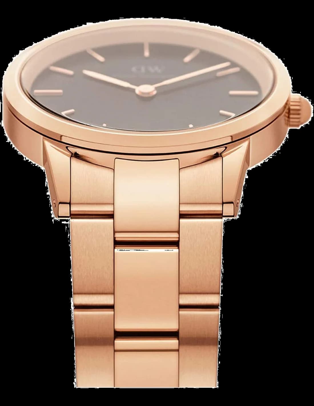 Visage cadran Daniel Wellington DW00100210 blanc épuré avec index bâtons dorés, aiguilles dauphines, design minimaliste