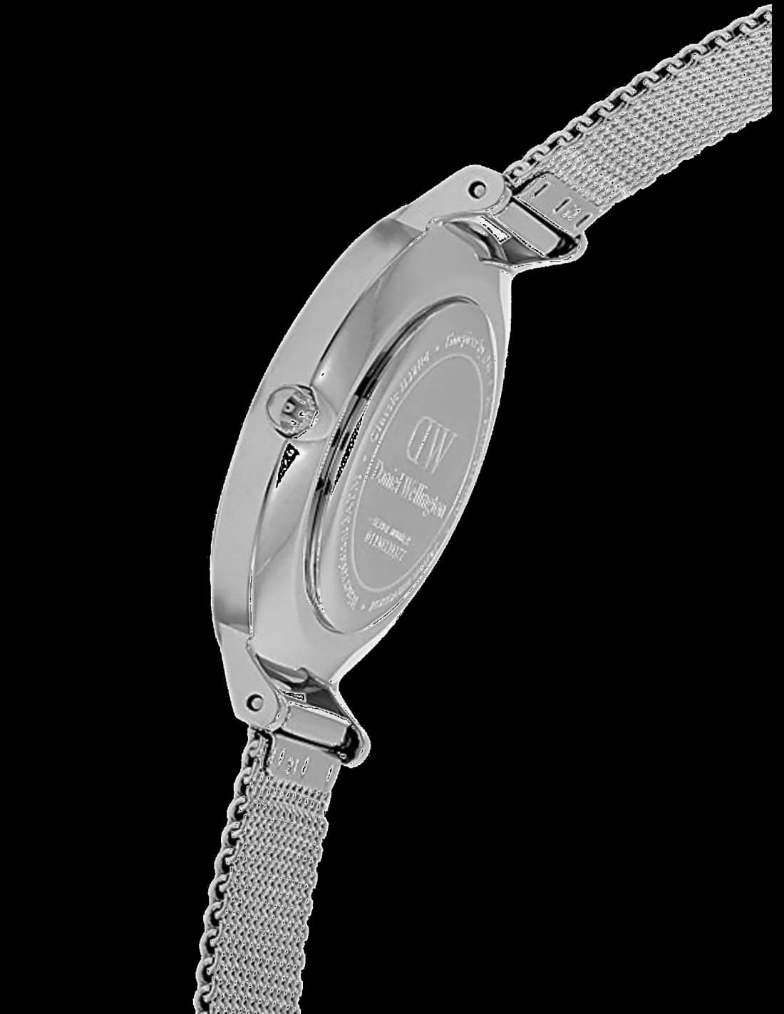 Visage cadran Daniel Wellington DW00100220 aux index bâtons argentés et aiguilles classiques sans complications