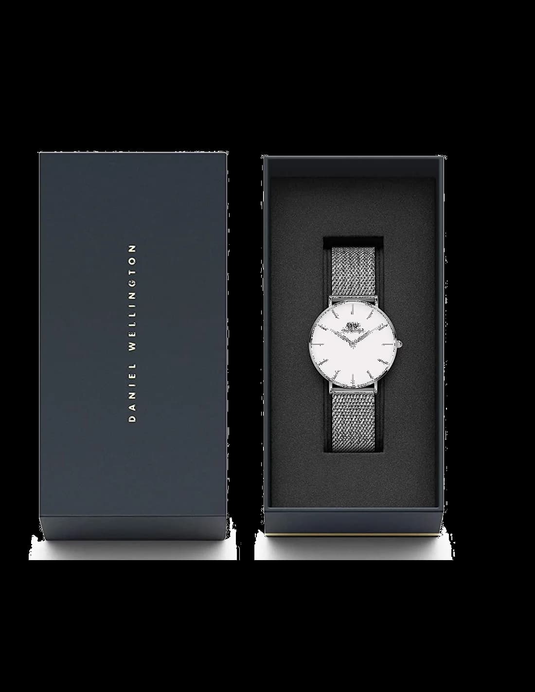 Attache bracelet Daniel Wellington DW00100306 en maille milanaise argentée avec fermoir à boucle déployante ajustable en acier
