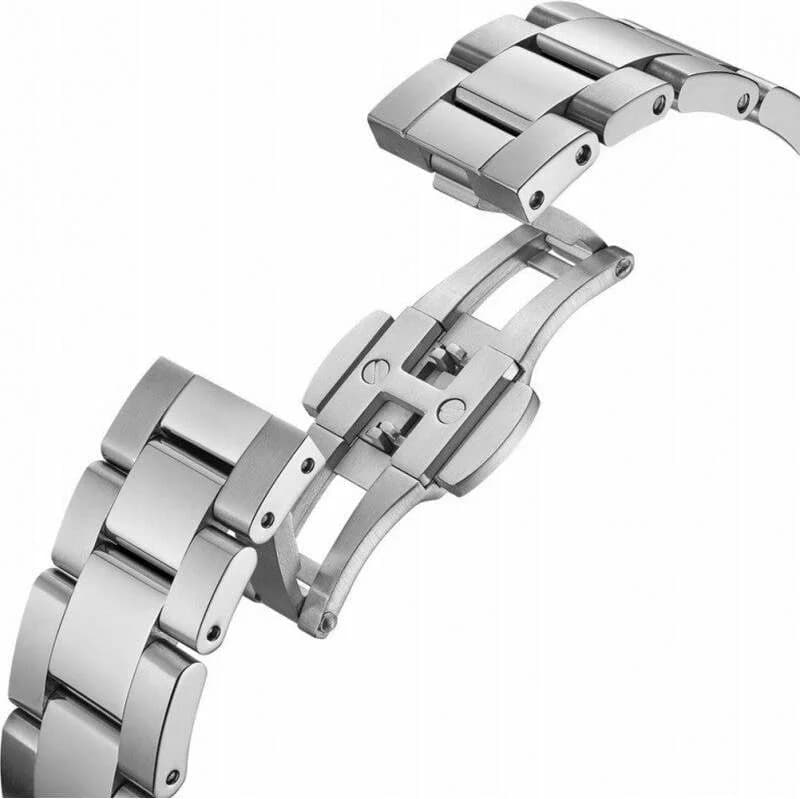 Attache bracelet Daniel Wellington DW00100328 en mesh acier inoxydable argenté, fermoir papillon ajustable