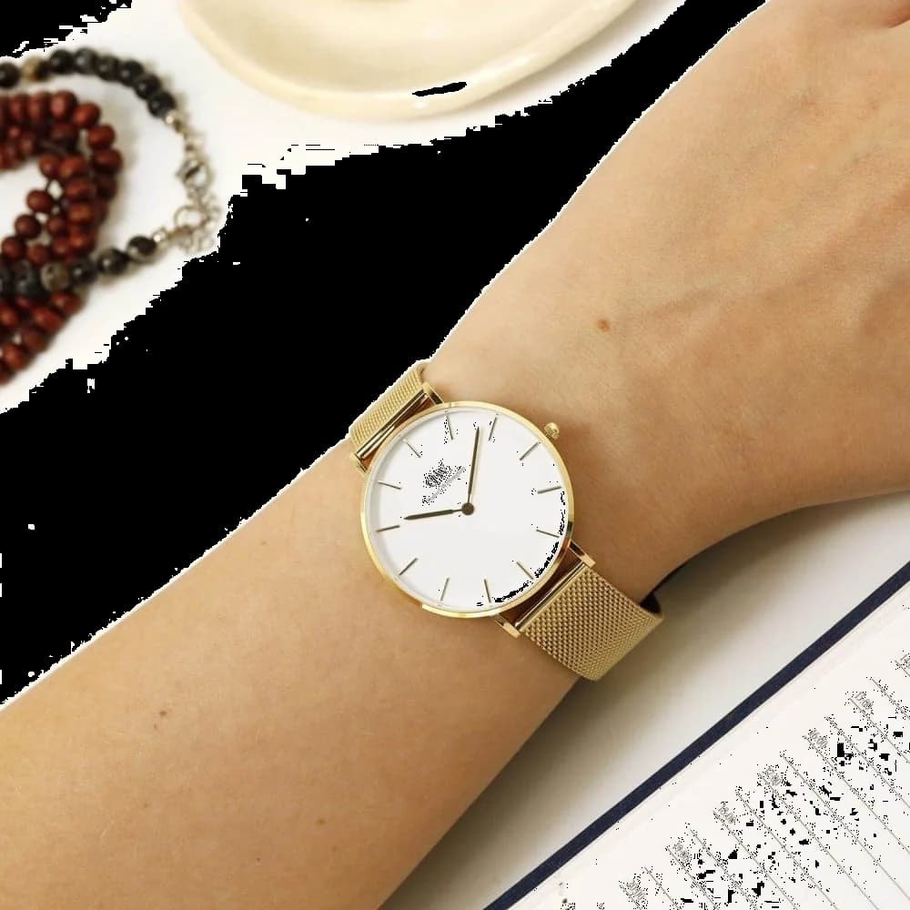 Attache bracelet Daniel Wellington DW00100346 en maille milanaise doré jaune avec fermoir déployant ajustable