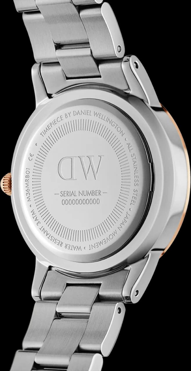 Montre Daniel Wellington DW00100358 femme verso boîtier argent