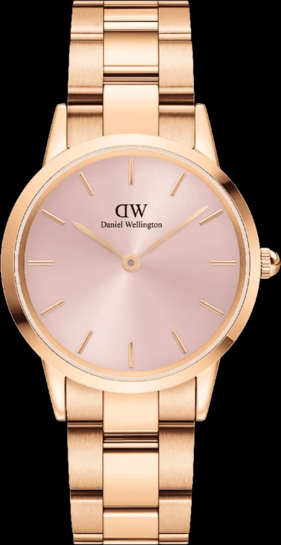 Montre Femme Daniel Wellington Iconic Link 28mm DW00100370, Cadran et Bracelet Acier Or Rose