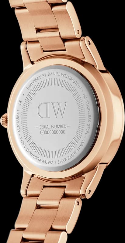 Montre Daniel Wellington DW00100370 femme verso boîtier or rose