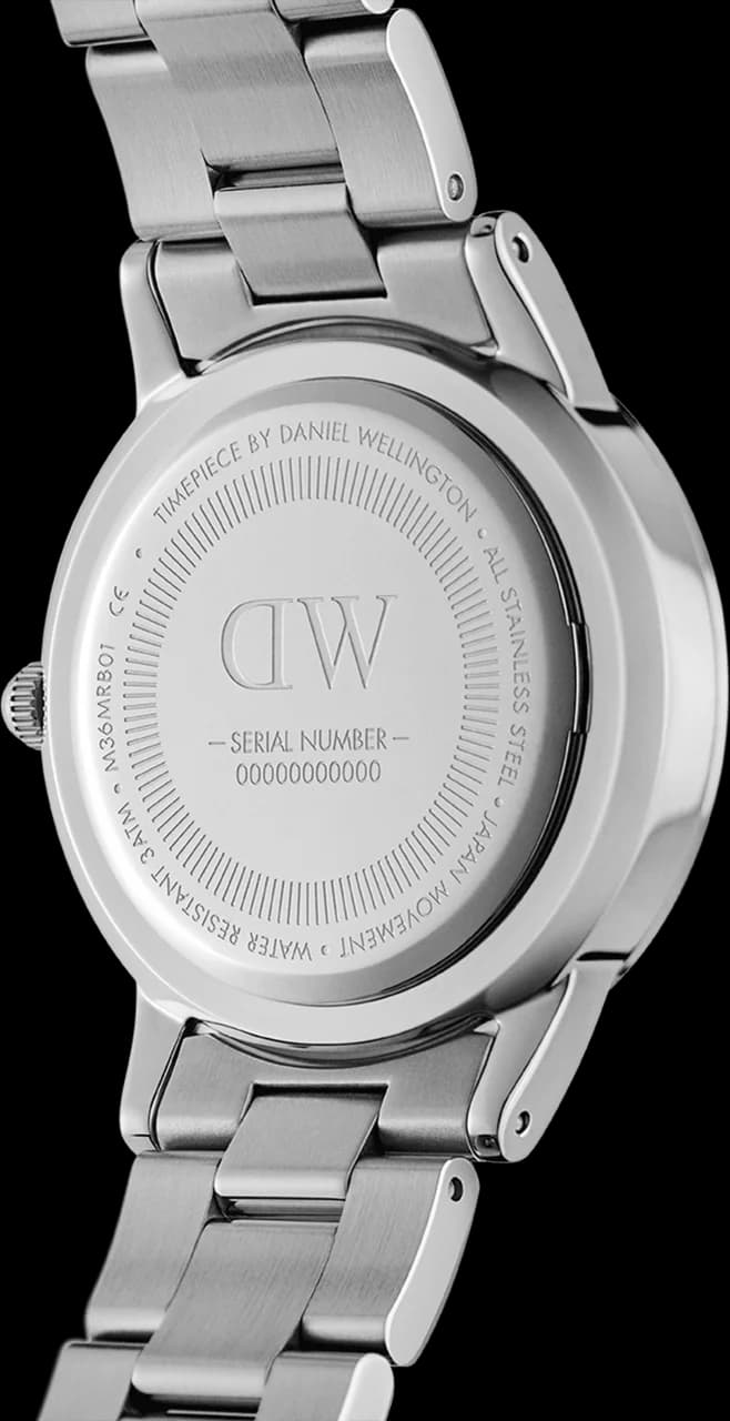 Montre Daniel Wellington DW00100402 femme verso boîtier argent