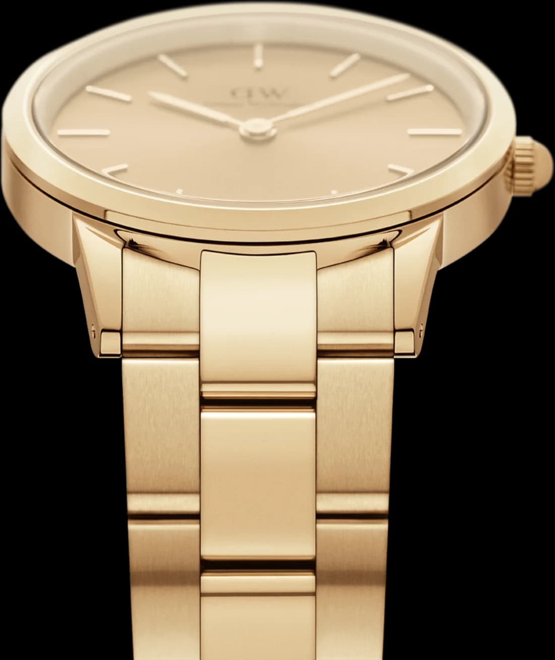 Attache bracelet Daniel Wellington DW00100403 en maille milanaise acier plaqué or jaune avec fermoir déployant ajustable