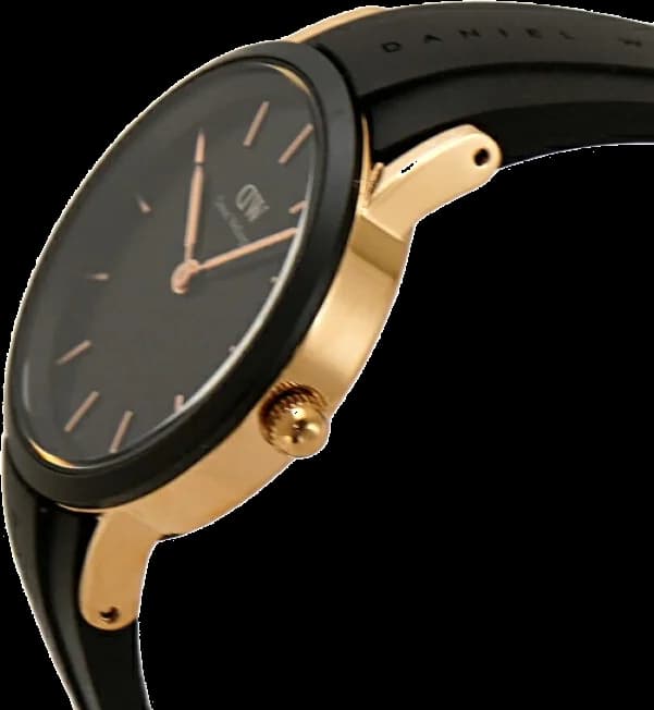 Visage cadran Daniel Wellington DW00100426 présentant index bâtons polis et aiguilles argentées, sans complications, style épuré
