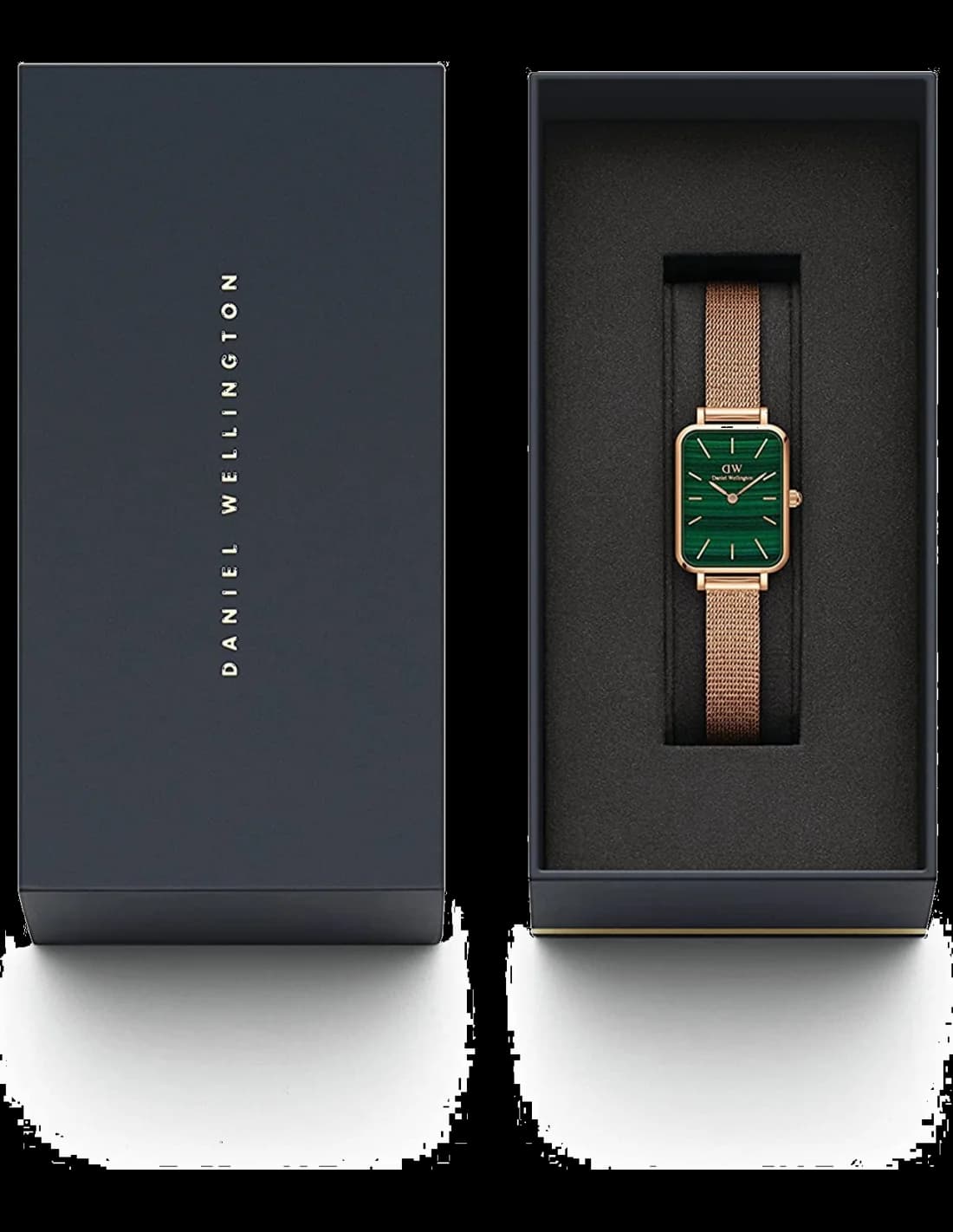 Visage cadran Daniel Wellington DW00100437 avec index bâtons et aiguilles dorées mat
