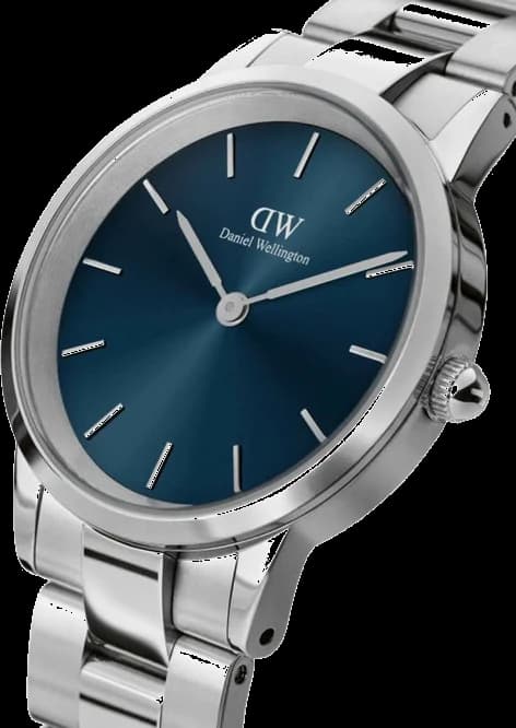 Visage cadran Daniel Wellington DW00100459 avec index bâton appliqués et aiguilles fines en acier, style minimaliste scandinave