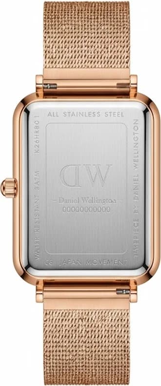 Attache bracelet Daniel Wellington DW00100466 en maille milanaise tressée or rose, fermoir déployant ajustable, finition polie et satinée alternée
