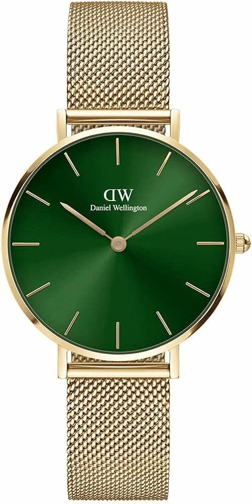 Daniel Wellington Petite Emerald DW00100479 - Montre femme 28mm cadran vert or maille milanaise