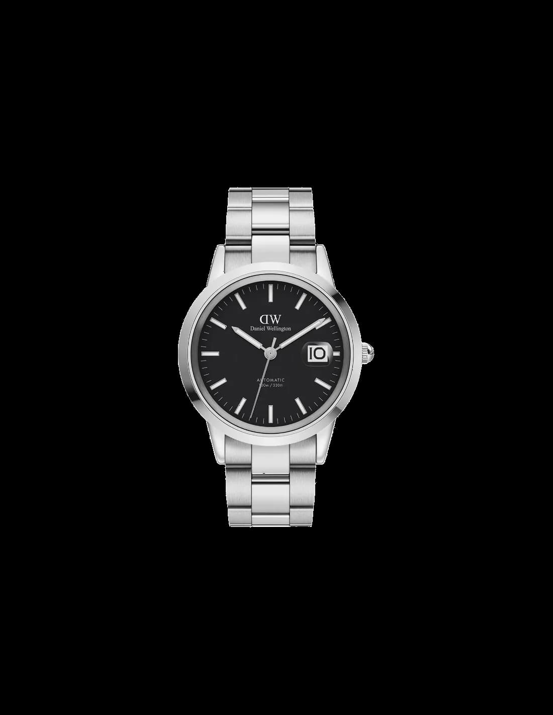 Montre Daniel Wellington DW00100482 Iconic Link Automatique 40mm - Boîtier et bracelet acier argent, cadran noir