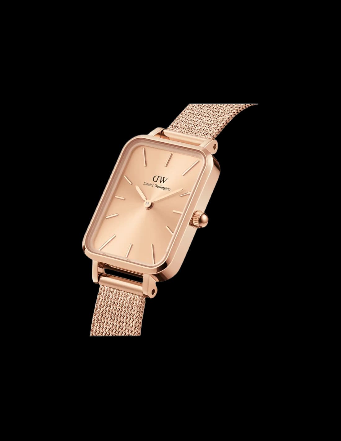 Visage cadran Daniel Wellington DW00100484 avec index bâtons fins et aiguilles dauphine, affichage discret sans complications